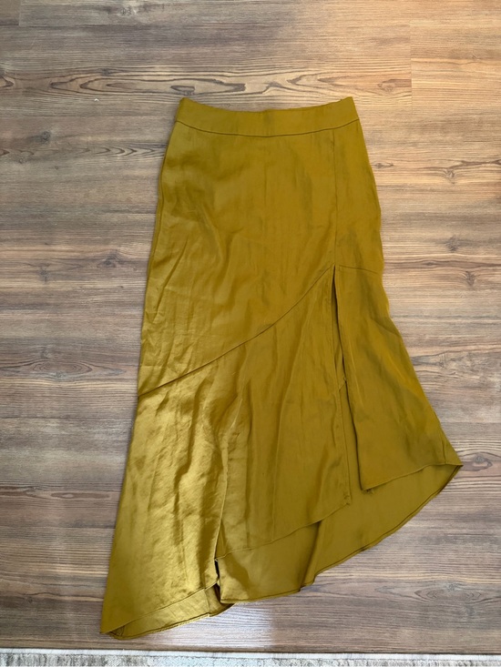 Free People Dresses & Skirts - Free People Asymmetrical Satin Skirt in Mustard Yellow